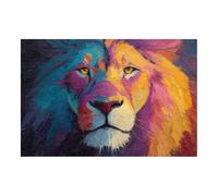 ZAMAEIU Lienzo Cuadros Leones pintando el rostro Animal Póster Decoración, Arte Impresiones, para sala de estar Dormitorio Imagen Decoración del Hogar（multicolores-50x70cm Sin marco