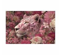 ZAMAEIU Lienzo decorativo Leopardo escondido entre flores Carteles de animales e impresiones Mural Cuadros, para sala de estar, dormitorio,Pasillo etc.（rosa-60x90cm Sin marco