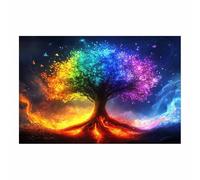 ZAMAEIU Lienzo decorativo para pared con el árbol de la vida Árboles espirituales florecen. decoración habitación Adecuado para dormitorio, salón, dormitorio.（multicolores-50x70cm Sin marco