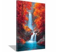 ZAMAEIU Paisaje Impresión Contemporánea Pintura Cascada del bosque de otoño Carteles Mural para pared, Adecuado para sala de estar, dormitorio, etc.（multicolor188-80x120cm Enmarcado