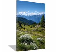 ZAMAEIU Paisaje Impresión Contemporánea Pintura Flores en la pradera Carteles Mural para pared, Adecuado para sala de estar, dormitorio, etc.（verde173-20x30cm Enmarcado