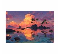 ZAMAEIU Paisajes Cuadro En Lienzo Vistas de islas Carteles de impresiones Mural Cuadros, para sala de estar, dormitorio,Pasillo etc.（naranja-30x50cm Sin marco