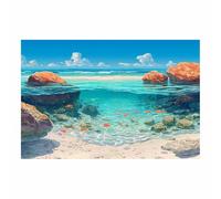 ZAMAEIU Paisajes Cuadro En Lienzo Vistas submarinas Carteles de impresiones Mural Cuadros, para sala de estar, dormitorio,Pasillo etc.（azul-80x120cm Sin marco