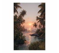 ZAMAEIU paisajes naturales Cuadro En Lienzo Crepúsculo en la costa Decoracion Pinturas, Murales Modernos Impresiones Para Dormitorio Salon Poster（verde145-60x90cm Sin marco