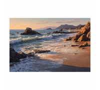 ZAMAEIU paisajes naturales Cuadro En Lienzo Olas del arrecife costero Decoracion Pinturas, Murales Modernos Impresiones Para Dormitorio Salon Poster（marrón-50x70cm Sin marco