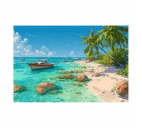 ZAMAEIU paisajes naturales Cuadro En Lienzo Vistas de la isla Decoracion Pinturas, Murales Modernos Impresiones Para Dormitorio Salon Poster（azul-50x70cm Sin marco