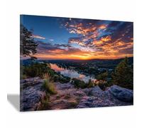 ZAMAEIU paisajes naturales Cuadro En Lienzo Vistas desde la cima de la montaña Decoracion Pinturas, Murales Modernos Impresiones Para Dormitorio Salon Poster（verde-30x50cm Enmarcado