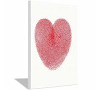 ZAMAEIU Patrón de amor Corazón con huella dactilar Modernos Impresiones Lienzo Arte Impresiones, para sala de estar Dormitorio Imagen Decoración del Hogar（rosa-30x50cm Enmarcado