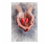 ZAMAEIU Patrón de amor Cuadro Manos sosteniendo un corazón Póster Decoración, Arte Impresiones, para sala de estar Dormitorio Imagen Decoración del Hogar（marrón-30x50cm Sin marco