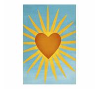 ZAMAEIU Patrón de amor Decoración de corazones con rayos de sol Modernos Impresiones Lienzo Arte Impresiones, para sala de estar Dormitorio Imagen Decoración del Hogar（amarillo-80x120cm Sin marco