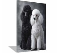ZAMAEIU perro Lienzo decorativo De pie uno al lado del otro Carteles de animales e impresiones Mural Cuadros, para sala de estar, dormitorio,Pasillo etc.（blanco y negro-30x50cm Enmarcado