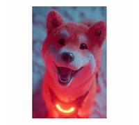 ZAMAEIU perro Lienzo decorativo Luz juguetona. Carteles de animales e impresiones Mural Cuadros, para sala de estar, dormitorio,Pasillo etc.（naranja-60x90cm Sin marco
