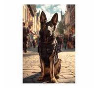 ZAMAEIU perro Lienzo decorativo Pastor alemán policía Carteles de animales e impresiones Mural Cuadros, para sala de estar, dormitorio,Pasillo etc.（negro-80x120cm Sin marco