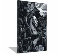 ZAMAEIU Pintura abstractas sobre lienzo Escenas de batalla montadas Cuadros,para decoración moderna, sala de estar dormitorio, Pasillo de la oficina del baño（negro-30x50cm Enmarcado