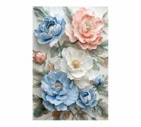 ZAMAEIU Pintura De Flores Ramos de flores esculpidos pintura decorativa, Adecuado para sala de estar, baño, sala de estar, dormitorio.（azul19-60x90cm Sin marco