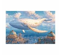 ZAMAEIU Pintura de paisaje marino moderno Ciudades flotantes de ballenas animali marini Pósteres en lienzo, Para Salón Pasillo Pisos Bares Cocina Comedor（blanco-30x50cm Sin marco