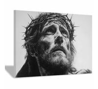 ZAMAEIU Póster con imagen artística de Jesús Corona de sauces guía pintura religiosa, para decoración de paredes, salas oración, escuelas y hospitales（blanco y negro-30x50cm Enmarcado