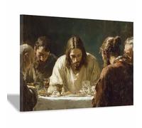 ZAMAEIU Póster con imagen artística de Jesús Reunidos para comer pintura religiosa, para decoración de paredes, salas oración, escuelas y hospitales（blanco-30x50cm Enmarcado