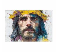 ZAMAEIU Póster con imagen artística de Jesús Rostro de una corona de espinas pintura religiosa, para decoración de paredes, salas oración, escuelas y hospitales（multicolores-20x30cm Sin marco