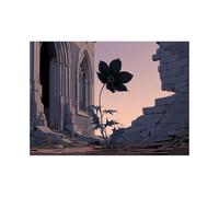 ZAMAEIU pósteres abstractos de hoja botánica impresa Ruinas con flores negras Arte Decorativo de la Oficina Sala de Estar（Negro-20x30cm Sin marco