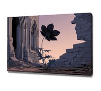 ZAMAEIU pósteres abstractos de hoja botánica impresa Ruinas con flores negras Arte Decorativo de la Oficina Sala de Estar（Negro-80x120cm Enmarcado