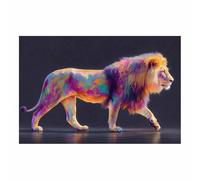 ZAMAEIU retro Cuadro En Lienzo Leones caminando a zancadas Cuadros Decoracion Pinturas, Murales Modernos Impresiones Para Dormitorio Salon Poster（Púrpura;-20x30cm Sin marco