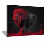 ZAMAEIU retro Cuadro En Lienzo, Leones de Melena Roja, Cuadros Decoracion Pinturas, Murales Modernos Impresiones Para Dormitorio Salon Poster(rojo-80x120cm Enmarcado