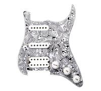 ZAMASS Golpeador Precableado Set Adecuado para El Circuito De Protección De Pastillas De Guitarra Eléctrica ST SQ, Conjunto De Pastillas SSH Negras(Zebra)
