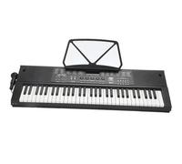 ZAMASS Teclado De Piano Órgano Electrónico Recargable, Piano Musical De 61 Teclas con Micrófono, Teclado De Veta De Madera