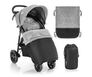 Zamboo Manta Silla Paseo Universal Invierno - Cubierta Térmica Carrito Bebé - Accesorio Carro para Niños - Exterior Impermeable e Interior de Forro Polar - Negro/Gris