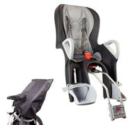 Zamboo OK Baby - Asiento trasero de bicicleta para niños con respaldo inclinable, prueba ADAC 06/2024 GUT 2,0, asiento infantil para bicicleta de hasta 22 kg, incluye protector de lluvia, color negro