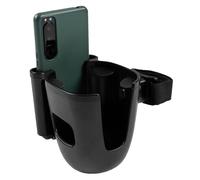 Zamboo Porta Botellas Carrito con Sujeción para Móvil | Soporte Bebidas Universal 2 en 1 para Vasos - Biberones y Smartphone | Giratorio 360° | Fácil de Montar - Negro