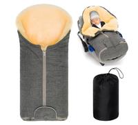 ZAMBOO Saco Capazo Bebe, Saco de Lana Bebe, Saco Grupo 0 Universal de Lana Merino para Arnés de Seguridad de 3 y 5 Puntos, Bolsa de Transporte - Gris