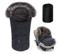 Zamboo Saco Grupo 0 Universal Invierno, Saco Capazo Bebe Invierno Impermeable con Forro Polar Térmico y Pelo, Saco Cuco Bebe Invierno para Arneses de 3 y 5 Puntos - Gris
