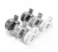 Zamboo Set Pinzas Cochecito Bebé Universales 6 Ud. - Blanco Gris | Sin BPA para carro bebé | ganchos, enganches, pinzas muselina, clips juguetes para mantas y toallas para tumbona