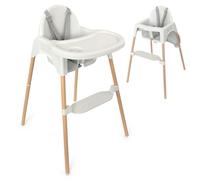 Zamboo Tronas de Bebé Ligeras desde 6 Meses 3,5 kg | Silla Alta Comedor Evolutiva con Diseño Madera - Bandeja Extraíble Grande y Arnés Seguridad 5 Puntos | Portátil - Antivuelco, hasta 15 kg - Gris