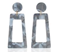 Zambuph 1 par de pendientes cuadrados con estampado de leopardo, anillo oreja Universal, joyería exagerada con estilo acrílico, regalos para mujeres, Gris