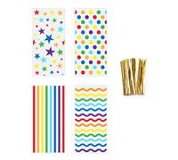 Zambuph 100 uds/set bolsas de dulces de puntos 100 Uds bolsas dulces celofán para Baby Shower ABS tratamiento autoadhesivas iris