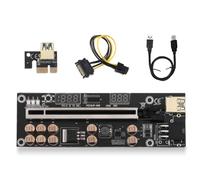 Zambuph Adaptador PCI-E 1X a 16X, Pantalla Digital, Puerto de alimentación de 6 Pines, Extensor Placa extensión PCI- con Cable USB, Equipo minería, Negro
