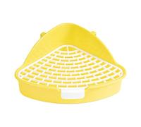 Zambuph Bandeja de Arena para Conejos, Inodoro, Caja de Arena para Animales pequeños, para Jaula, Orinal Esquina, fácil Entrenar para Conejos y cobayas. Bandeja Happy, Amarillo, 24.8 x 10.5 cm