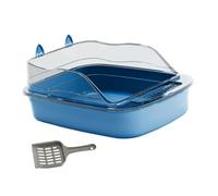 Zambuph Bandeja de Arena para Gatos al Aire Libre diseñada para Gatos de Interior. Evita Salpicaduras Arena. Limpia fácilmente los desastres. Bandeja para al, Azul, 50x34x18cm