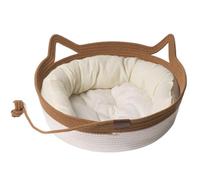 Zambuph Cesta de Cuerda Tejida para Gatos, Cama Redonda para Gatos de algodón, Cuerda Tejida para Vivir, Adecuada para Todas Las Estaciones, Tablero para, casa para, B, 【36 cm x 36 cm x 14 】