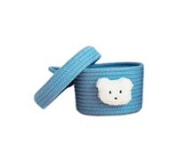 Zambuph Cestas tejidas con estilo, solución de almacenamiento hecha a mano con amor, recordatorio cálido, cesta de almacenamiento algodón con escritorio, azul con tapa, S