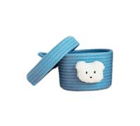 Zambuph Cestas tejidas con estilo, solución de almacenamiento hecha a mano con amor, recordatorio cálido, cesta de almacenamiento algodón con escritorio, azul con tapa, METRO
