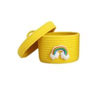 Zambuph Cestas tejidas con estilo, solución de almacenamiento hecha a mano con amor, recordatorio cálido, cesta de almacenamiento algodón con escritorio, amarillo con tapa, METRO