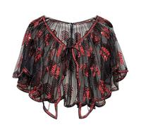 Zambuph Chal de los años 20 para mujer, encogimiento de hombros piel sintética, envolturas Retro, bufanda malla, capa suelta, chal, vestido envuelto con lentejuelas para fiesta y banquete, do