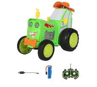 Zambuph Coches acrobáticos saltadores Coche saltador loco con luces y música Coche acrobático ABS con luces y música Tractor teledirigido, verde