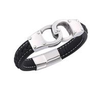 Zambuph Conjunto de para parejas memorables, trenzada de corazones conectados para siempre, pulseras acero inoxidable para hombres, brazaletes para mujeres, negro