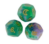Zambuph Dados poliédricos de múltiples Caras. Juego de Dados astrológicos. Fácil Leer. Fácil Guardar. Cómodo Llevar. Juego poliédricos múltiples Caras, Verde y Dorado, 1.4 cm