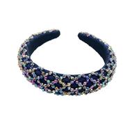 Zambuph Diademas con cuentas de cristal tocado Flexible cabeza de esponja decoración moda peinado sombreros para mujeres playa, Vistoso